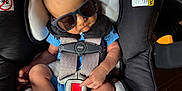 Kasen joined the competition — help win amazing prizes! baby, sunglasses, car_seat, chicco, infant, child, blue_clothing, white_socks, safety_harness, indoor, person, seat, cute, newborn, baby_boy, car_seat_strap, small_finger, head, legs, footwear