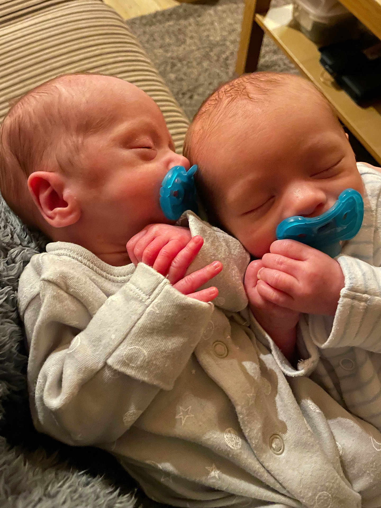 Dennie Vinnie joined the competition — help win amazing prizes! newborn, baby, sleeping, pacifier, onesie, infant, twin, cozy, cute, hands, face, peaceful, indoor, soft, blanket, resting, child, family, adorable, closeup