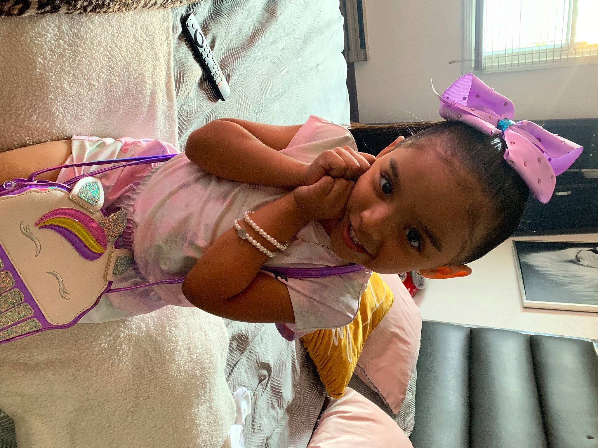 Zaray joined the competition — help win amazing prizes! abdomen, arm, black_hair, chest, child, comfort, elbow, fun, happy, human_leg, joy, leg, mouth, person, pink, purple, skin, smile, thigh, toddler