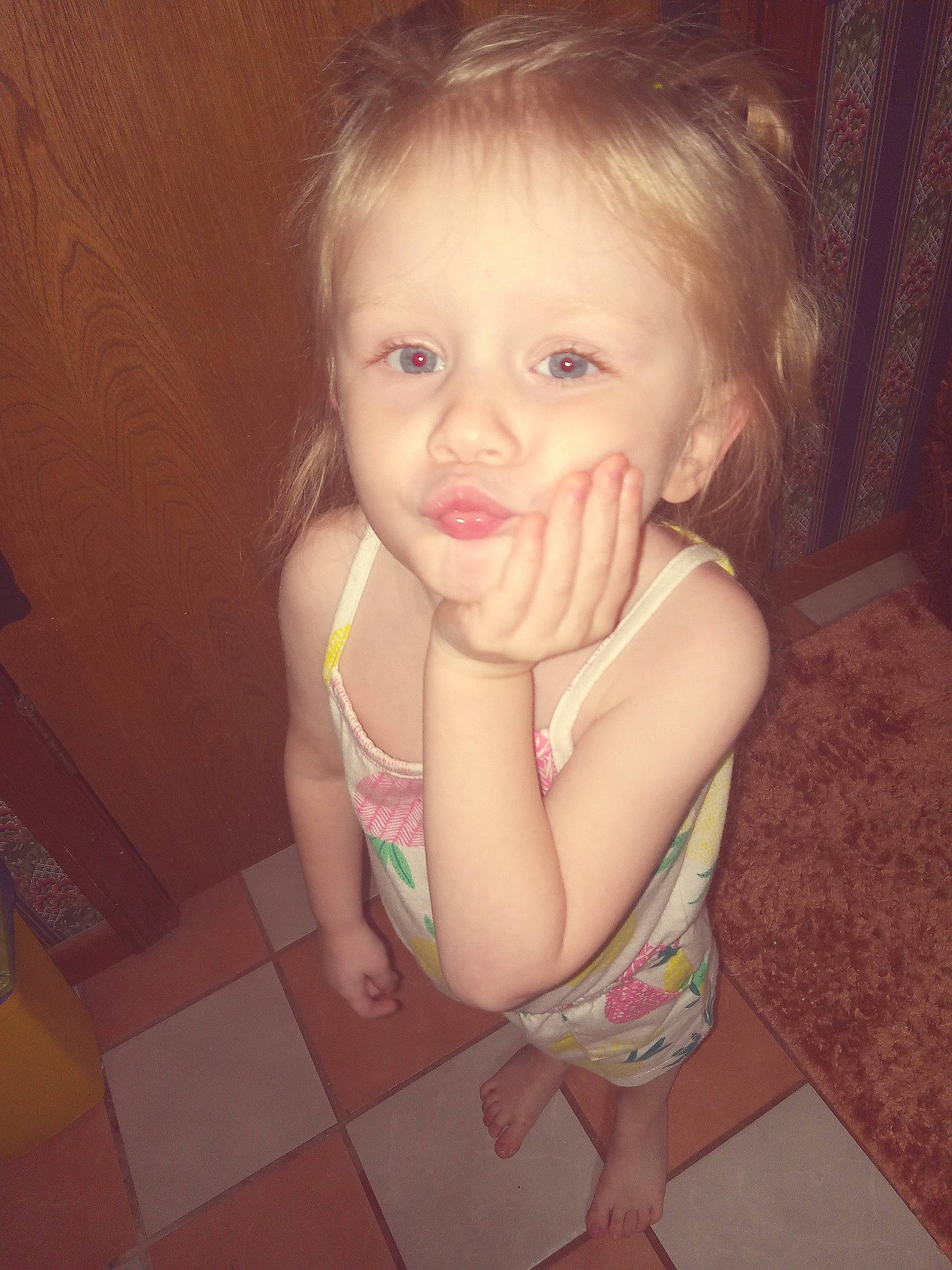 Harmony is registered to the contest to win money with this photo: arm, baby_toddler_clothing, cheek, eyebrow, eyelash, finger, gesture, hair, hairstyle, hand, happy, human_body, iris, lip, mouth, nose, person, skin, smile, toddler