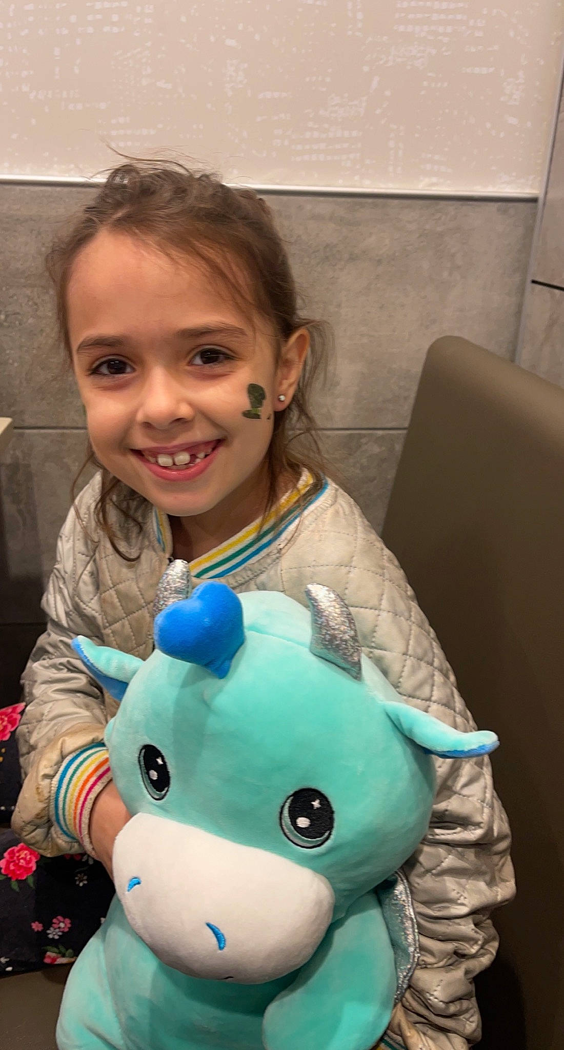 Addilynn is registered to the contest to win money with this photo: child, cool, ear, electric_blue, eye, fictional_character, fun, hair, happy, head, iris, joy, mouth, nose, person, skin, smile, stuffed_toy, t_shirt, thumb