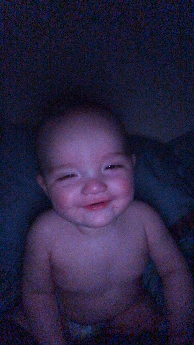 Lochlan joined the competition — help win amazing prizes! baby, barechested, cheek, chest, child, ear, electric_blue, flash_photography, fun, gesture, happy, jaw, lip, mouth, neck, nose, person, smile, thumb, toddler