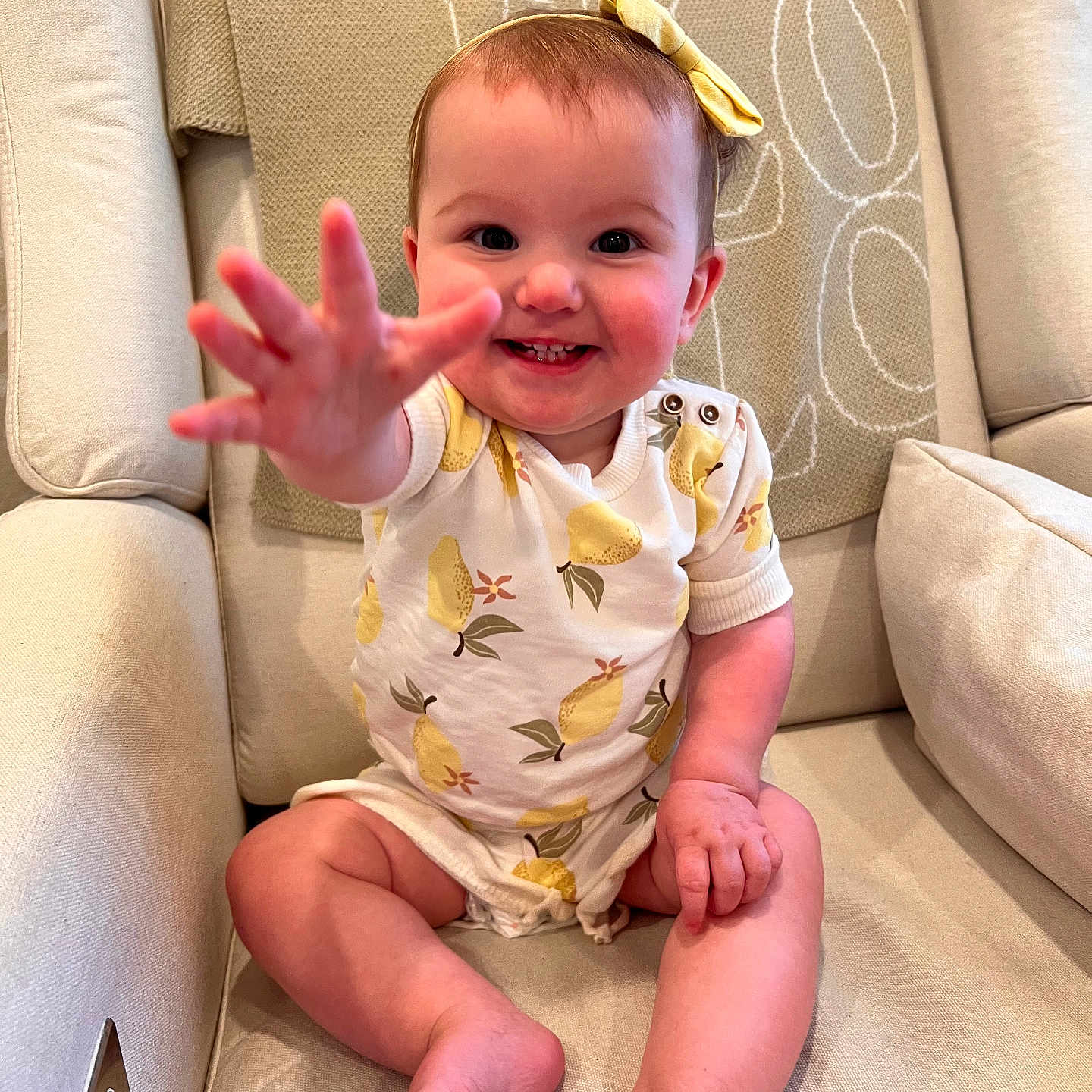 Eloise is registered to the contest to win money with this photo: architecture, baby, bodypart, building, chair, couch, cushion, face, finger, furniture, hand, head, homedecor, indoors, livingroom, person, photography, portrait, room, sitting