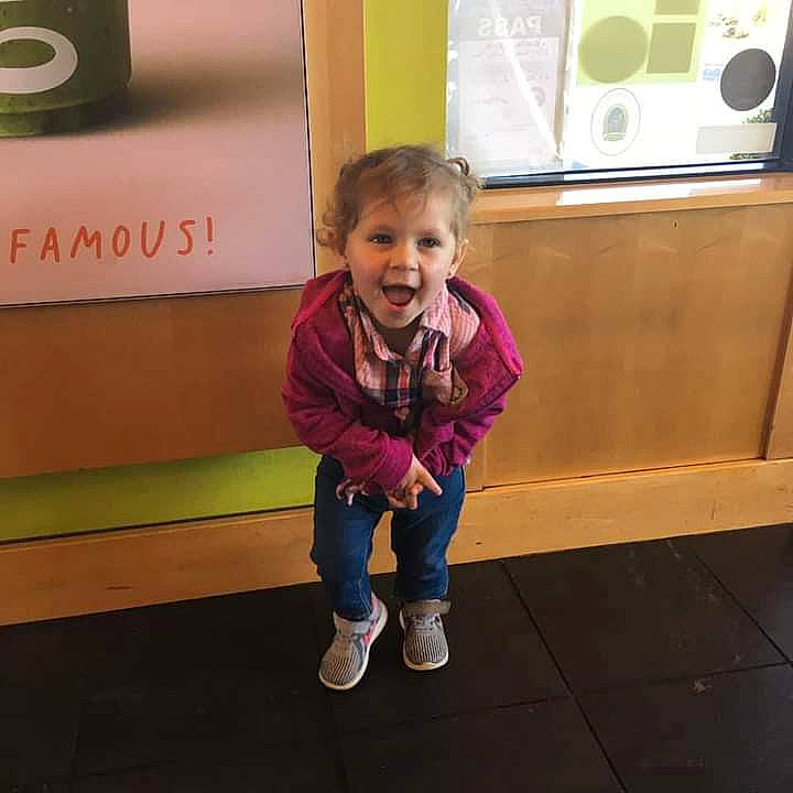 Elissa joined the competition — help win amazing prizes! audio_equipment, baby_toddler_clothing, child, clothes_dryer, design, floor, flooring, fun, happy, hardwood, home_appliance, magenta, organ, person, product, sleeve, smile, standing, toddler, washing_machine