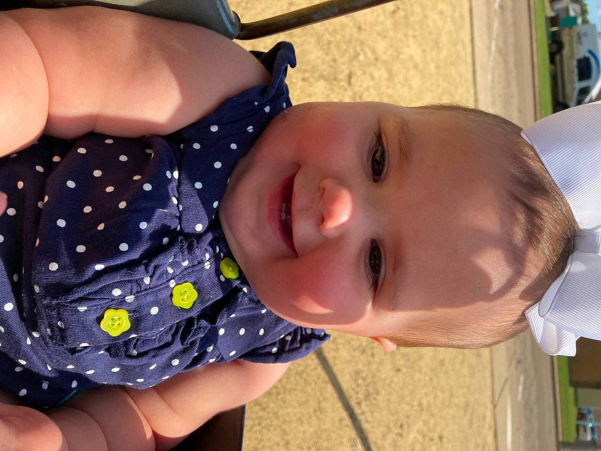 Noa Grace is registered to the contest to win money with this photo: baby, baby_toddler_clothing, cheek, chest, child, fun, grass, happy, hat, joy, leisure, lip, neck, nose, pattern, person, skin, smile, toddler, tree