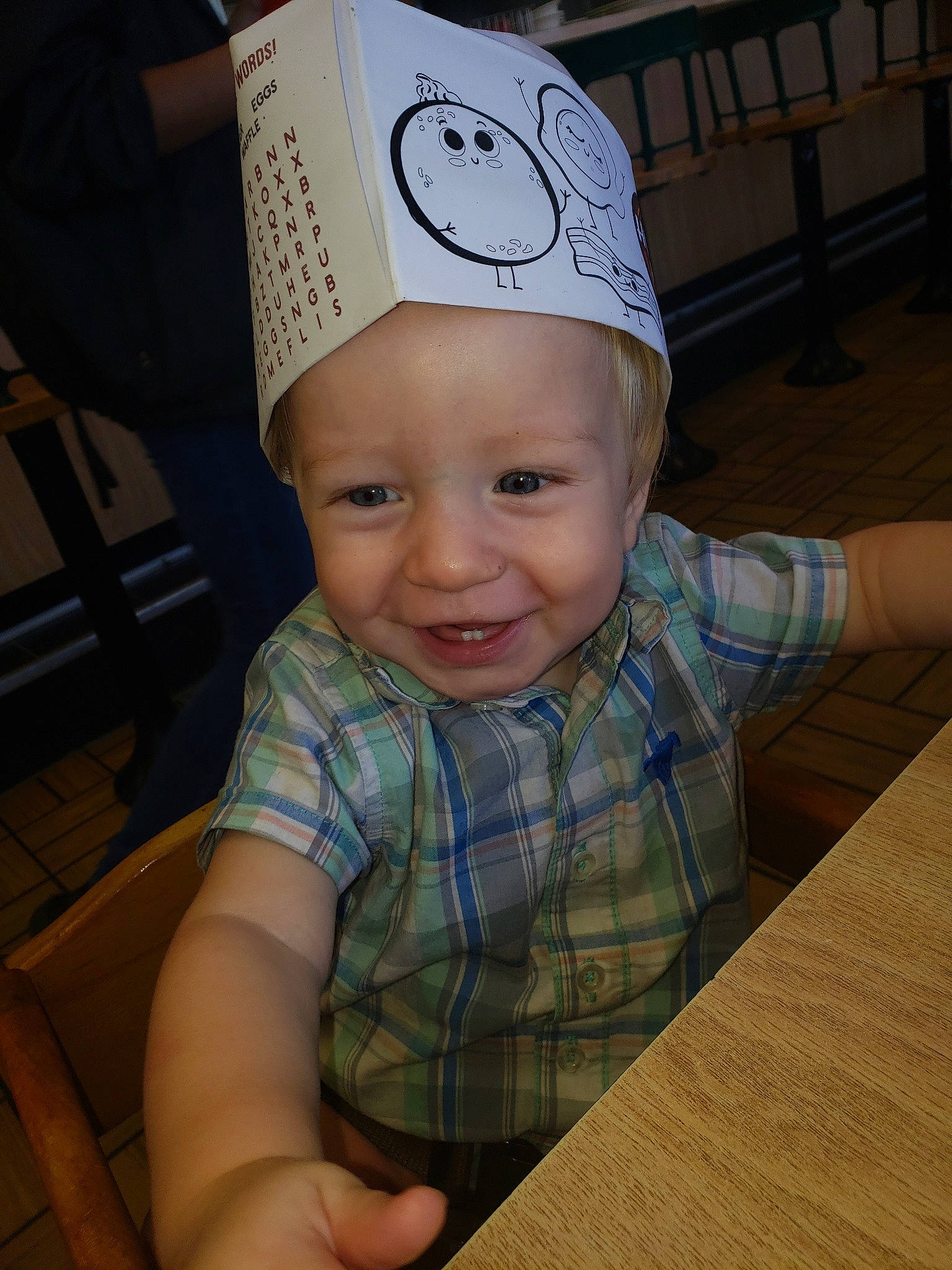 Brently is registered to the contest to win money with this photo: baby, baby_toddler_clothing, cap, child, ear, hat, head, headgear, headwear, joy, person, toddler