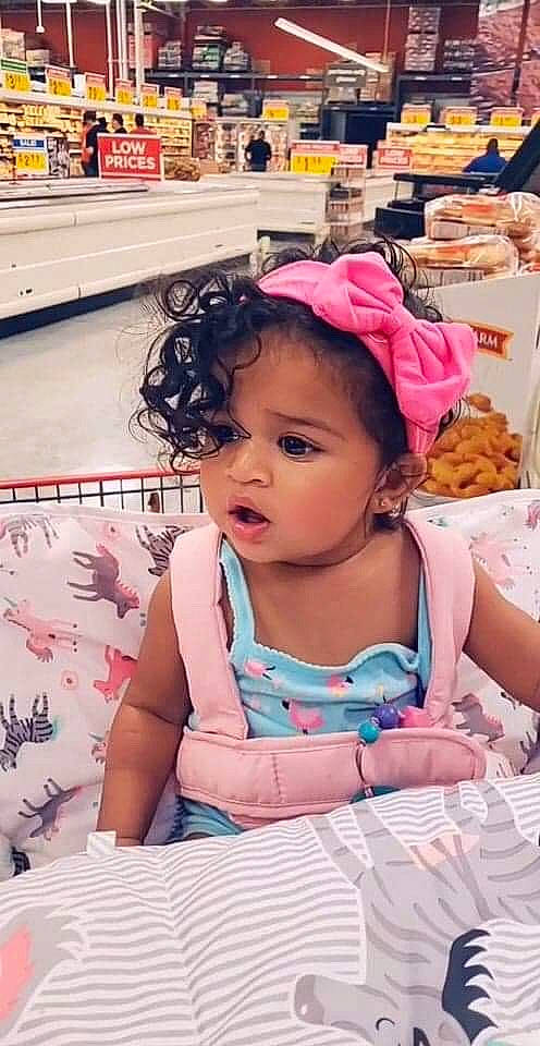 Mialani joined the competition — help win amazing prizes! baby, cheek, child, daughter, ear, headgear, person, pink, smile, toddler