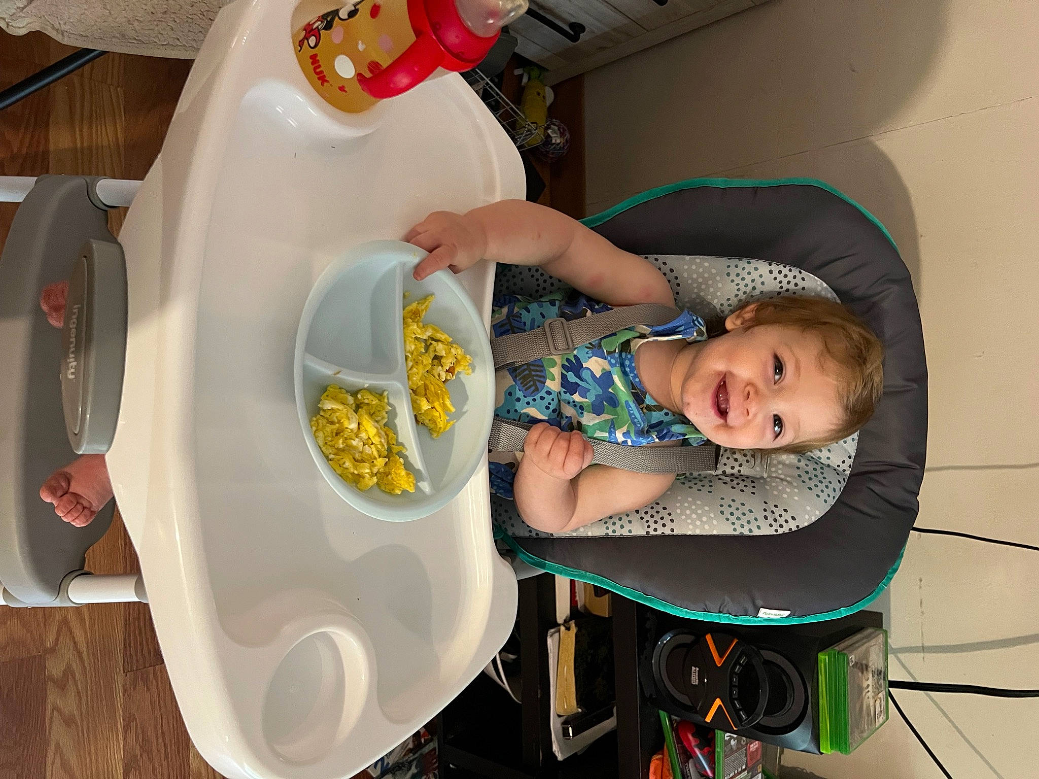 Zoey joined the competition — help win amazing prizes! baby, baby_products, baby_safety, baby_toddler_clothing, bathing, chair, child, circle, comfort, fun, joy, kitchen_utensil, leisure, person, plumbing, plumbing_fixture, room, sitting, smile, toddler