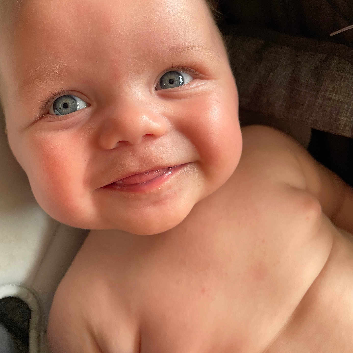 Carter is registered to the contest to win money with this photo: accessories, baby, babylaughing, bodypart, face, finger, hand, happy, head, jewelry, laughing, mouth, necklace, newborn, person, photography, portrait, smile, teeth