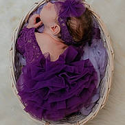 Bea joined the competition — help win amazing prizes! baby, basket, child, cozy, cute, delicate, fabric, headband, infant, lace, newborn, peaceful, portrait, purple, resting, sleep, sleeping, soft, tulle, wearing
