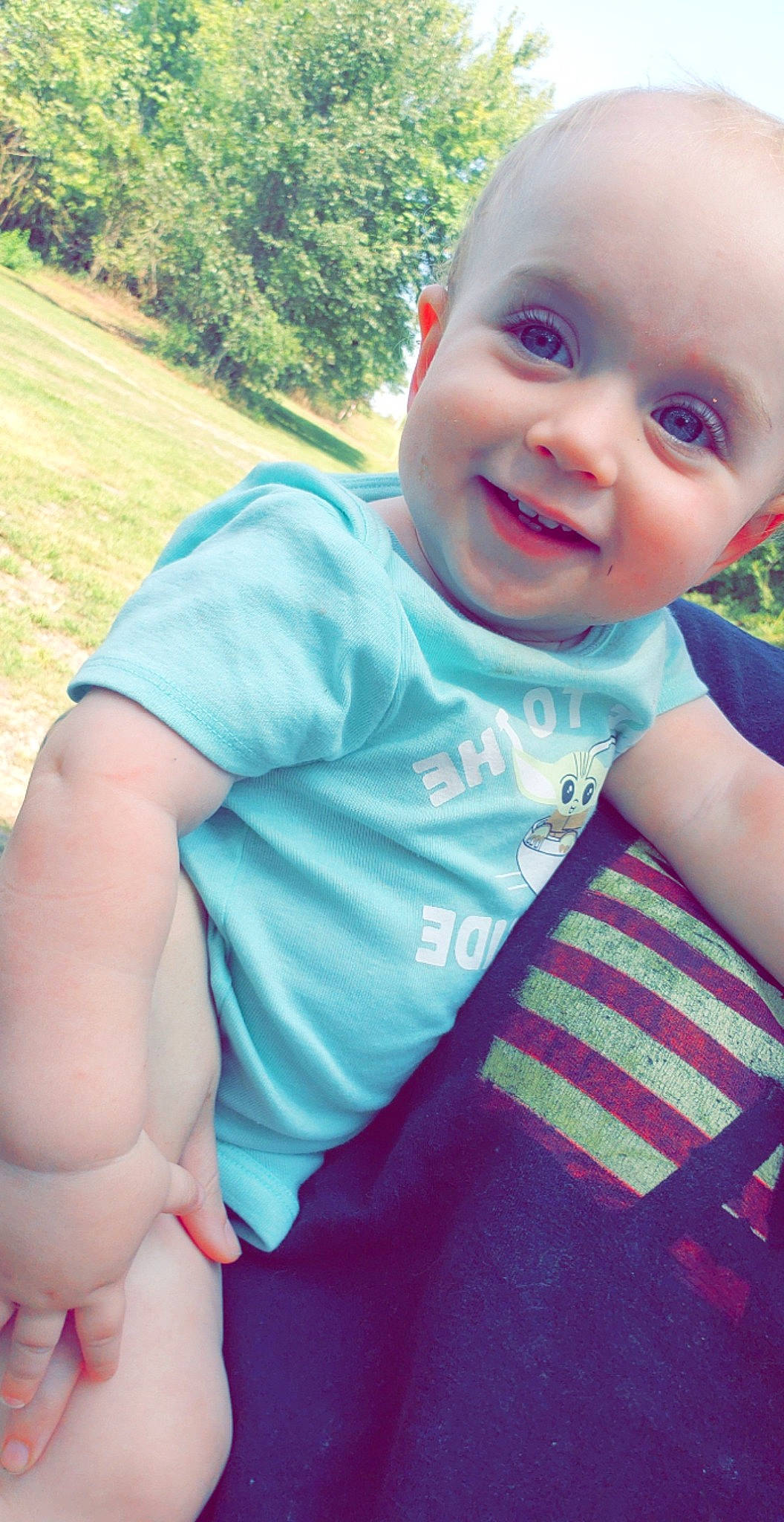 Bellamy joined the competition — help win amazing prizes! baby_toddler_clothing, child, cool, fun, grass, happy, joy, leisure, people_in_nature, person, pink, plant, recreation, shoulder, skin, sleeve, smile, standing, summer, t_shirt