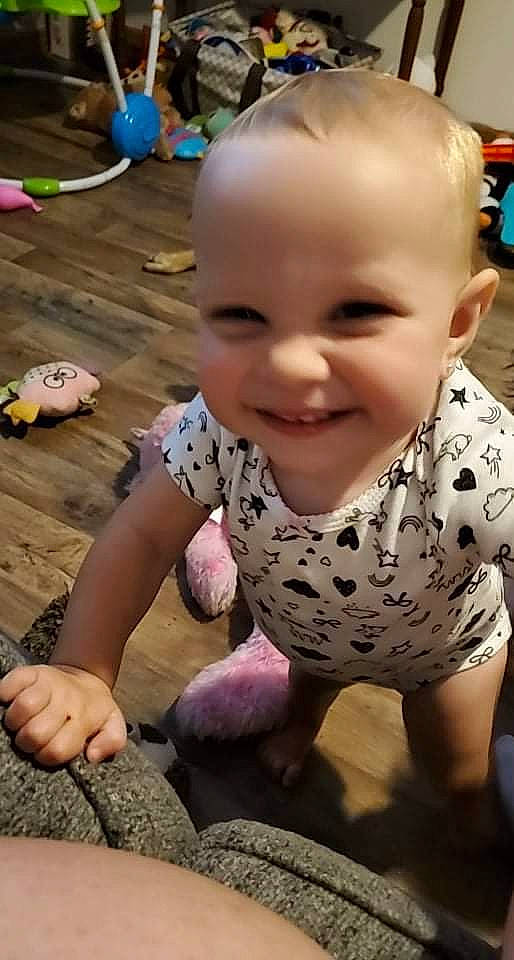 Anastasia is registered to the contest to win money with this photo: adaptation, baby, baby_toddler_clothing, cheek, facial_expression, finger, floor, flooring, fun, happy, head, joy, leisure, mammal, mouth, person, photograph, skin, smile, summer
