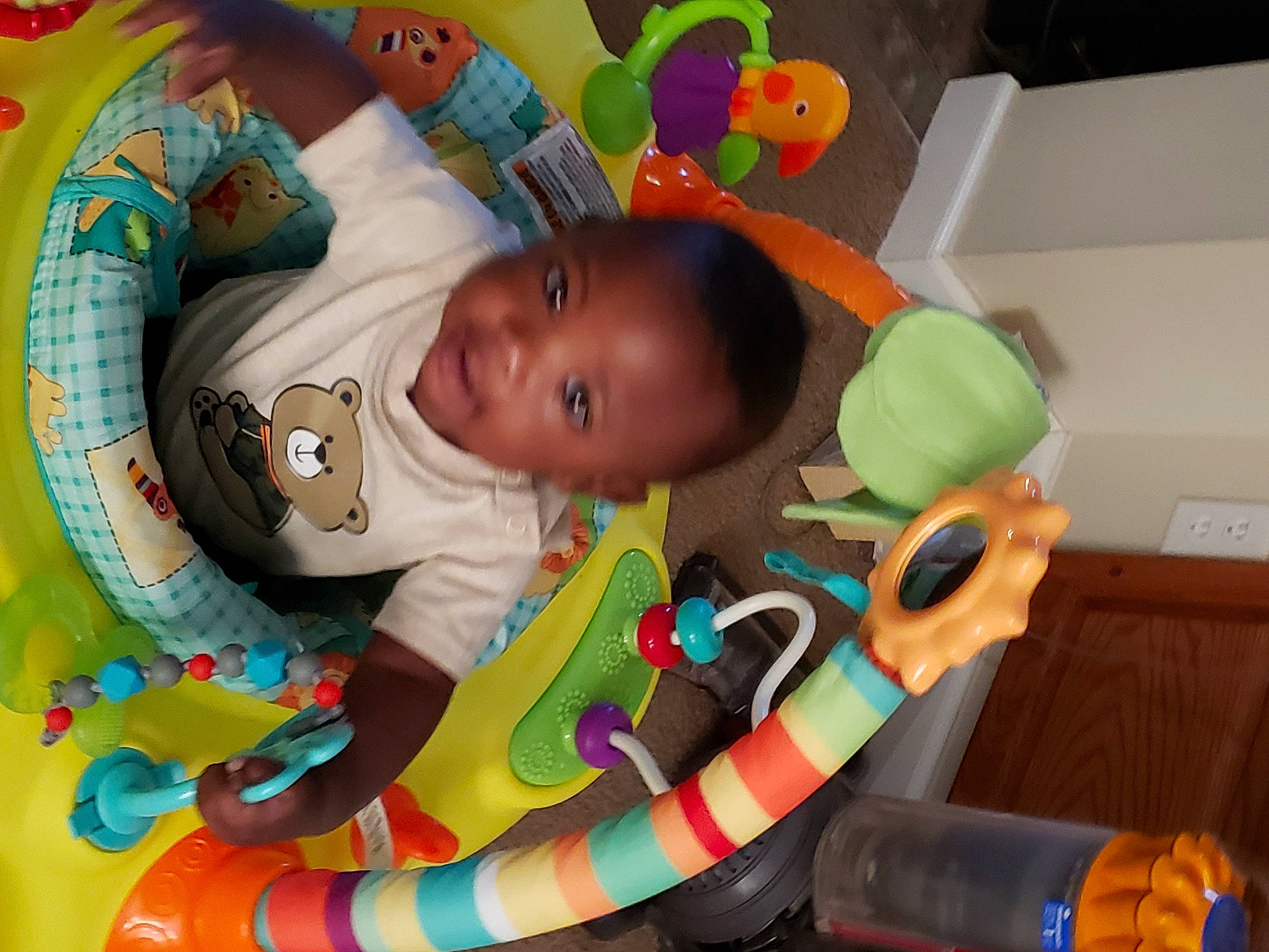 Jakobi is registered to the contest to win money with this photo: baby, baby_mobile, baby_products, baby_safety, baby_toddler_clothing, baby_toys, child, comfort, fun, head, infant_bed, linens, nap_mat, person, play, playmat, room, toddler, toy