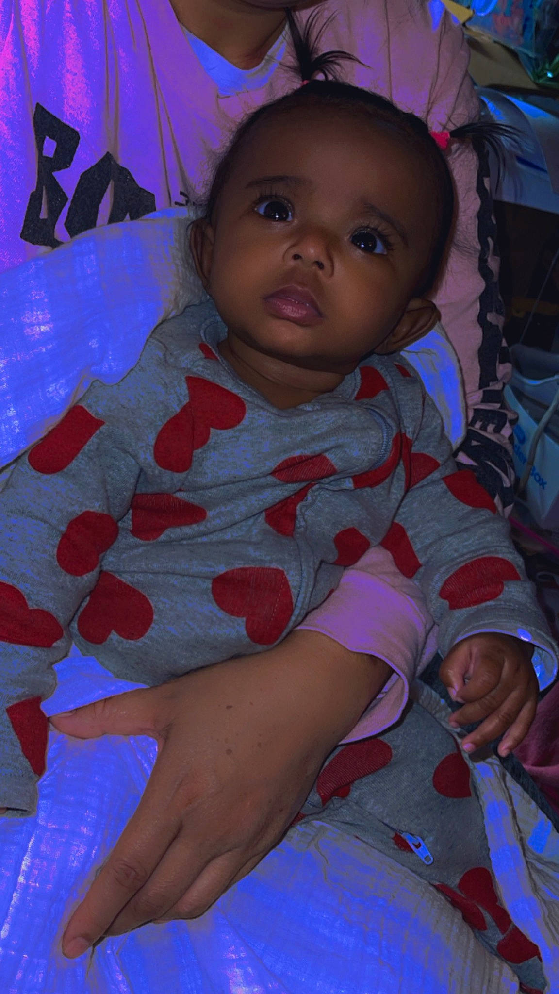 Ellie joined the competition — help win amazing prizes! baby_toddler_clothing, blue, cheek, cool, eye, fun, hairstyle, happy, head, human, human_body, iris, magenta, organ, person, pink, purple, skin, textile, toddler