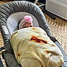 Ayla joined the competition — help win amazing prizes! baby, blanket, headband, flower, baby_seat, cushion, indoor, carpet, curious, infant, child, person, face, portrait, cozy, comfort, soft, furniture, home, warm