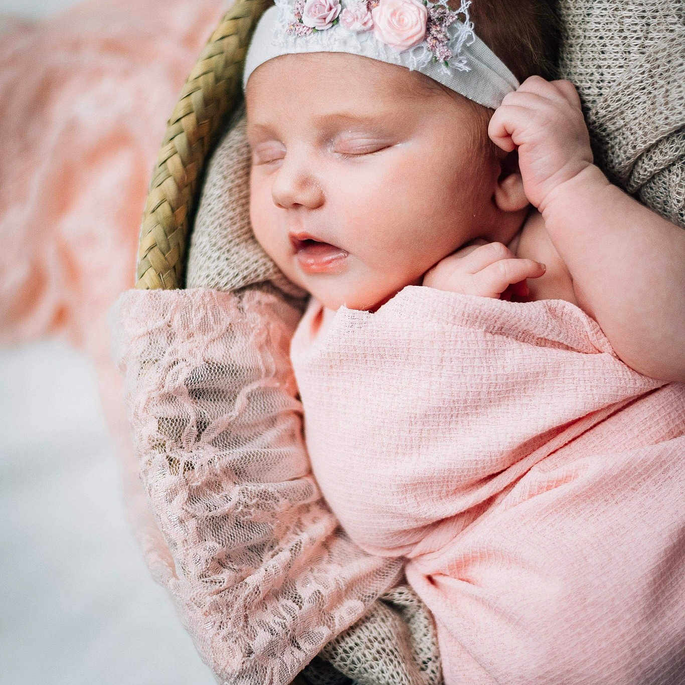 Ariah joined the competition — help win amazing prizes! baby, baby_sleeping, blanket, cheek, child, fashion_accessory, fur, hair_accessory, headband, headgear, headpiece, pattern, person, photograph, photography, pink, portrait_photography, skin, sleep, textile