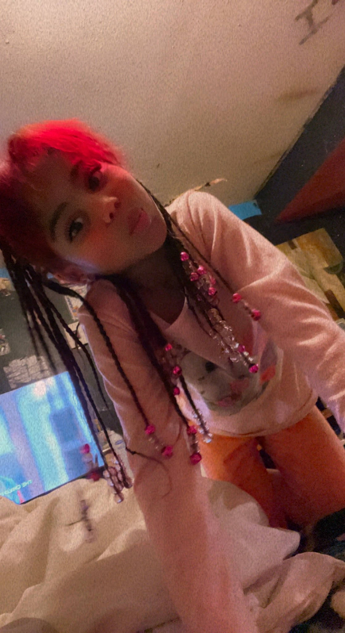 Chloe joined the competition — help win amazing prizes! abdomen, black_hair, chest, elbow, eyelash, eyewear, fashion_design, fun, human_leg, lip, long_hair, mouth, navel, neck, person, pink, selfie, shoulder, skin, thigh