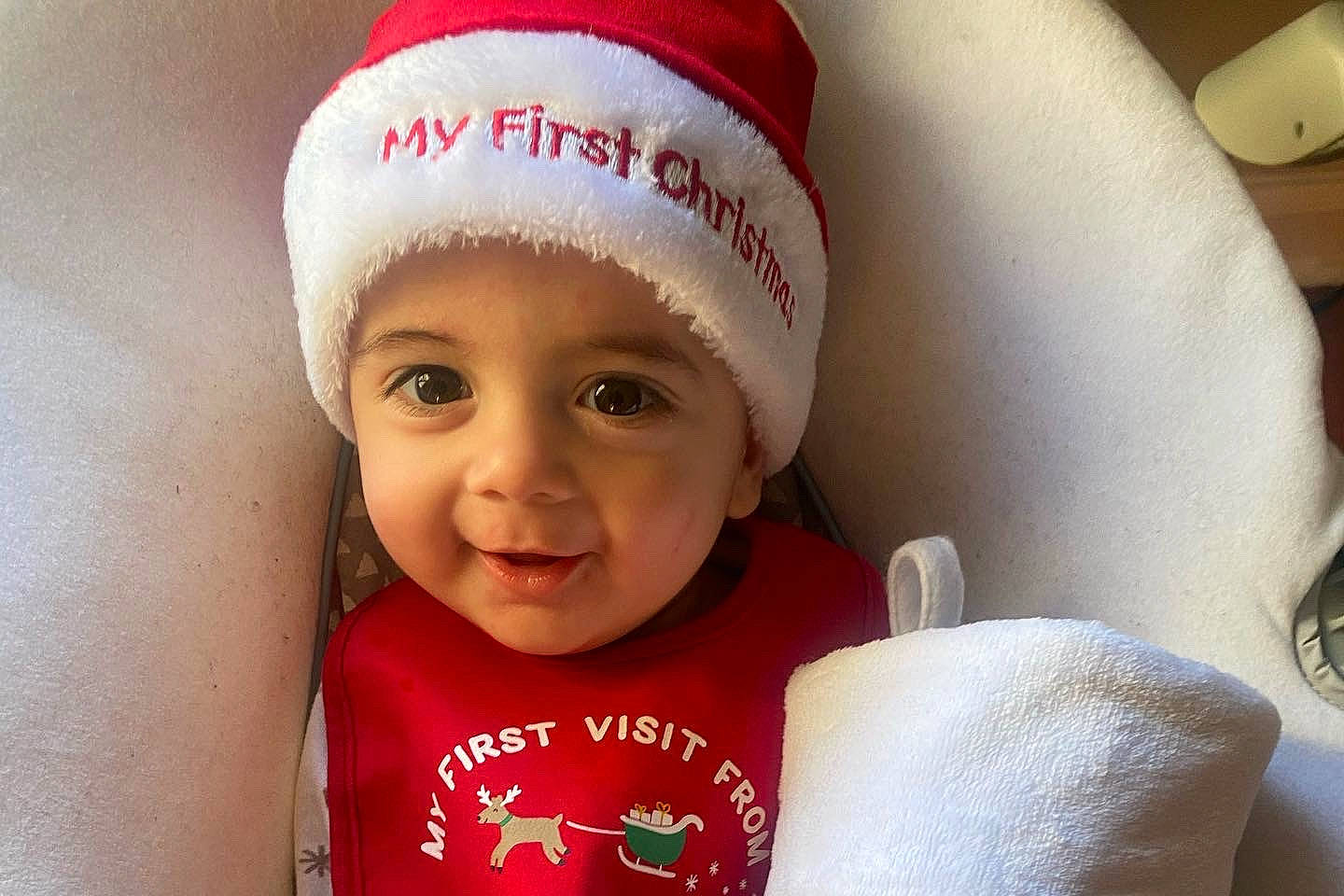 Chase joined the competition — help win amazing prizes! baby, baby_toddler_clothing, cap, cheek, child, comfort, eyelash, face, fashion_accessory, happy, headgear, headwear, knit_cap, lip, magenta, person, skin, sleeve, smile, toddler