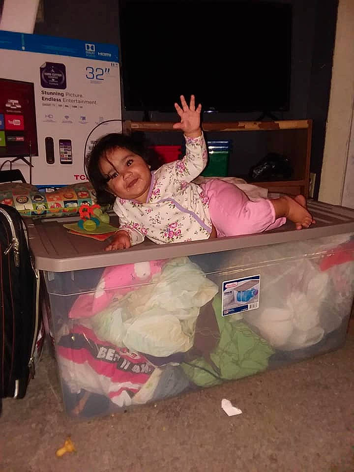 Reina is registered to the contest to win money with this photo: baby, child, furniture, person, toddler
