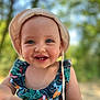 toddler, child, smiling, hat, sunhat, floral_dress, outdoor, nature, portrait, happy, baby, face, blue_eyes, summer, cute, young_child, closeup, daylight, skin, person