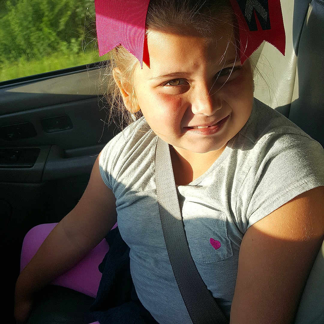 Madika joined the competition — help win amazing prizes! beauty, blond, car, clothing, cool, day, eye, fashion_accessory, fun, girl, hair, human_body, human_hair_color, lady, leg, pink, purple, red, sitting, smile