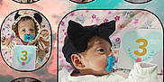 Irene joined the competition — help win amazing prizes! baby, infant, pacifier, plush_toy, headband, hat, onesie, blanket, sleeping, cute, collage, 3_months, newborn, soft_toys, child, portrait, indoors, clothing, baby_girl, smiling