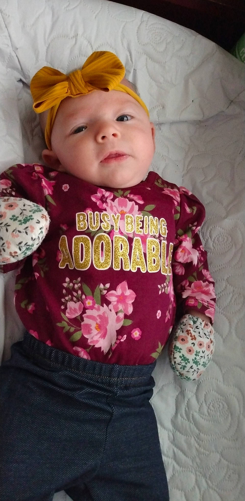 Renesmee joined the competition — help win amazing prizes! baby, baby_products, baby_toddler_clothing, cheek, child, cool, face, flower, happy, headwear, hoodie, linens, lip, magenta, pattern, person, pink, plant, skin, sleeve