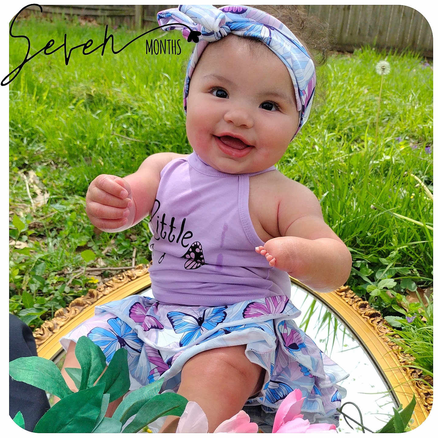 Layla joined the competition — help win amazing prizes! baby, backyard, clothing, dress, face, grass, happy, hat, head, herbal, nature, outdoors, person, photography, plant, portrait, pottedplant, shorts, summer, yard
