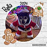 dog, chihuahua, santa_costume, christmas, festive, gingerbread, cookies, gingerbread_house, christmas_lights, holiday, pet, portrait, costume, red_outfit, white_trim, indoor, wooden_floor, christmas_tree, decorations, text_overlay
