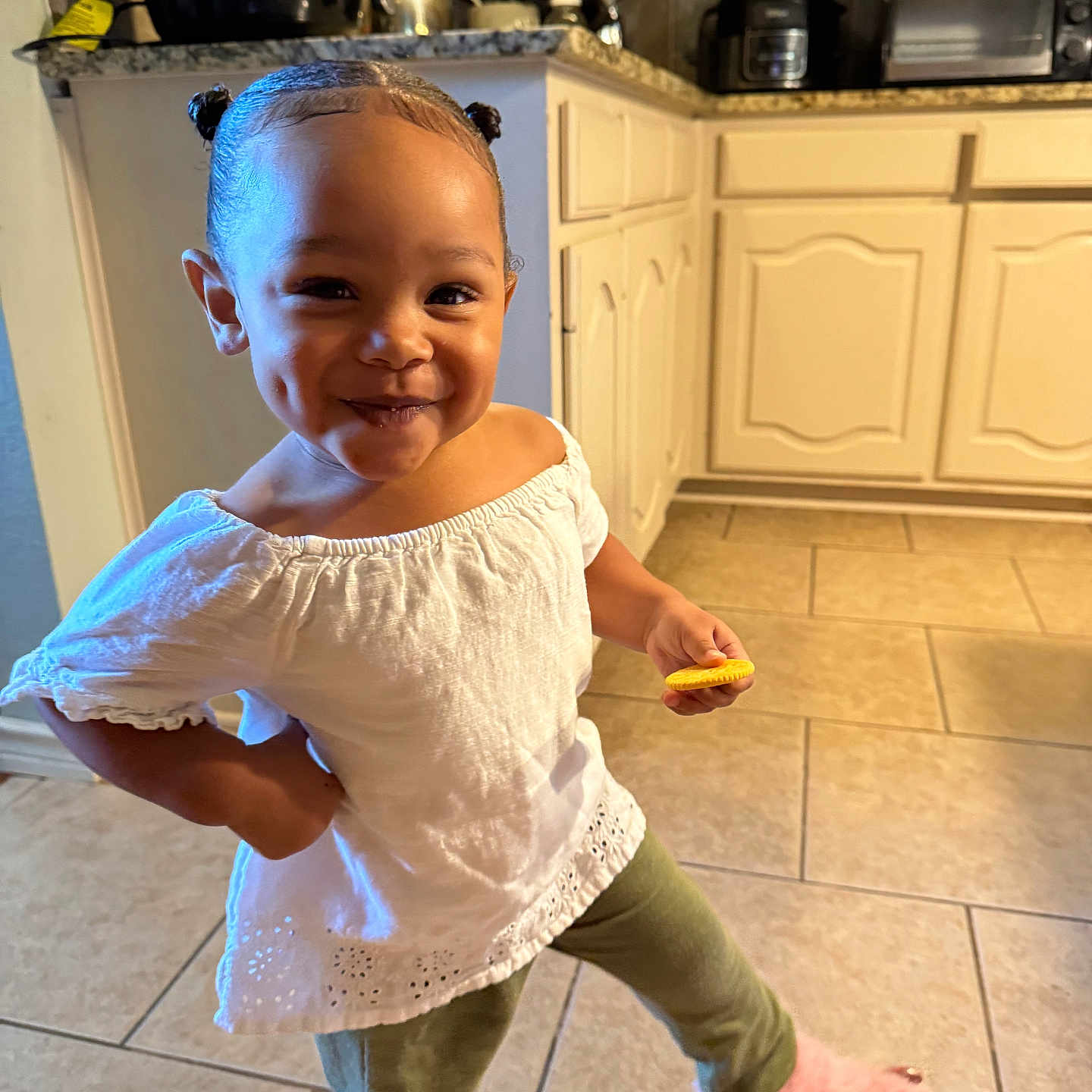 Milani joined the competition — help win amazing prizes! appliance, baby, bodypart, clothing, device, electricaldevice, face, finger, hand, happy, hardwood, head, indoors, microwave, pants, person, photography, portrait, smile, wood