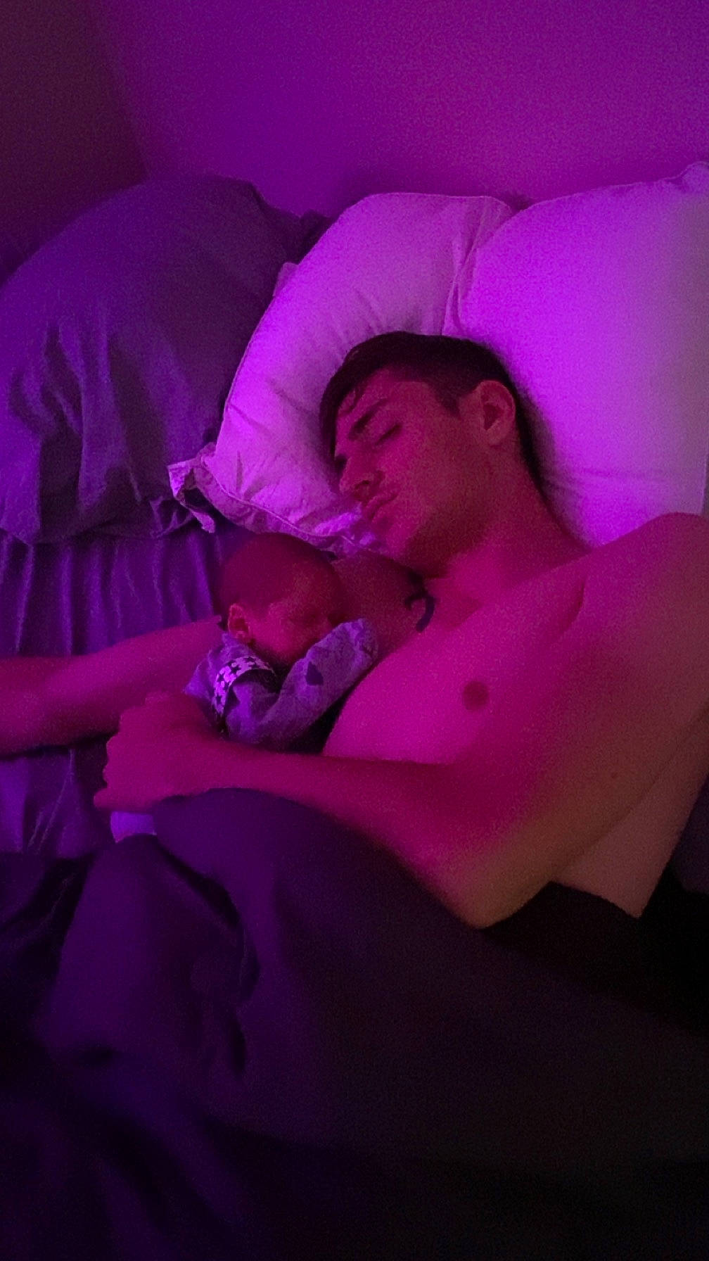 Atlas joined the competition — help win amazing prizes! abdomen, baby, bedtime, comfort, couch, darkness, dress, elbow, flash_photography, fun, linens, magenta, mouth, person, pillow, pink, purple, room, toddler, trunk