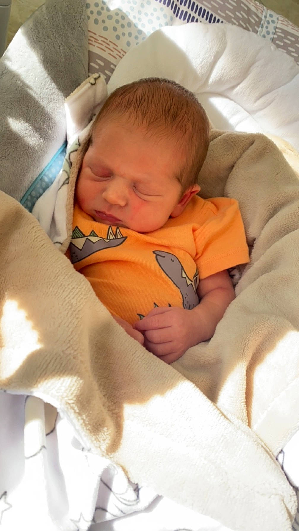 Atlas joined the competition — help win amazing prizes! abdomen, arm, baby, baby_products, baby_sleeping, baby_toddler_clothing, bedtime, cheek, child, comfort, face, hand, head, linens, mouth, nose, orange, person, room, skin