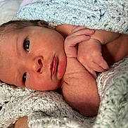 Dominick joined the competition — help win amazing prizes! newborn, baby, infant, face, hands, blanket, knitted, closeup, skin, cute, sleepy, wrapped, soft, resting, peaceful, tiny, fresh, portrait, indoors, newborn_baby