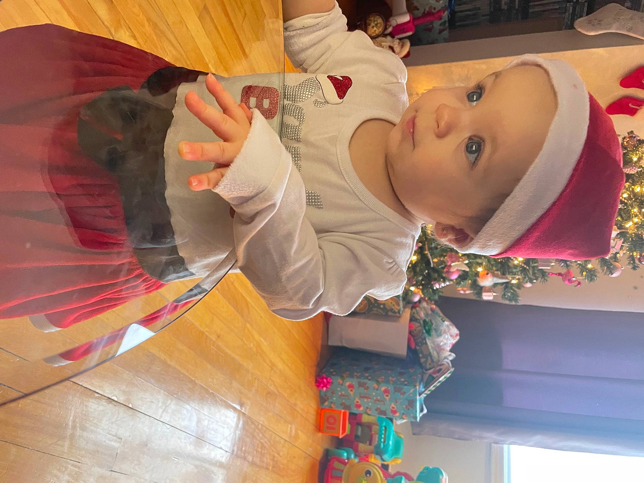 Sarah Jeanne participe au concours pour gagner de l'argent avec cette photo : baby, baby_toddler_clothing, child, costume, flooring, fun, happy, hardwood, headwear, leisure, orange, person, room, smile, toddler, wood