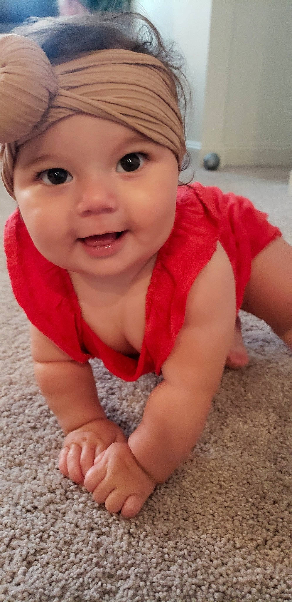 Alena joined the competition — help win amazing prizes! baby, baby_toddler_clothing, cap, cheek, eye, flooring, fun, happy, head, headgear, headwear, iris, lip, mouth, nose, outerwear, person, pink, skin, sleeve