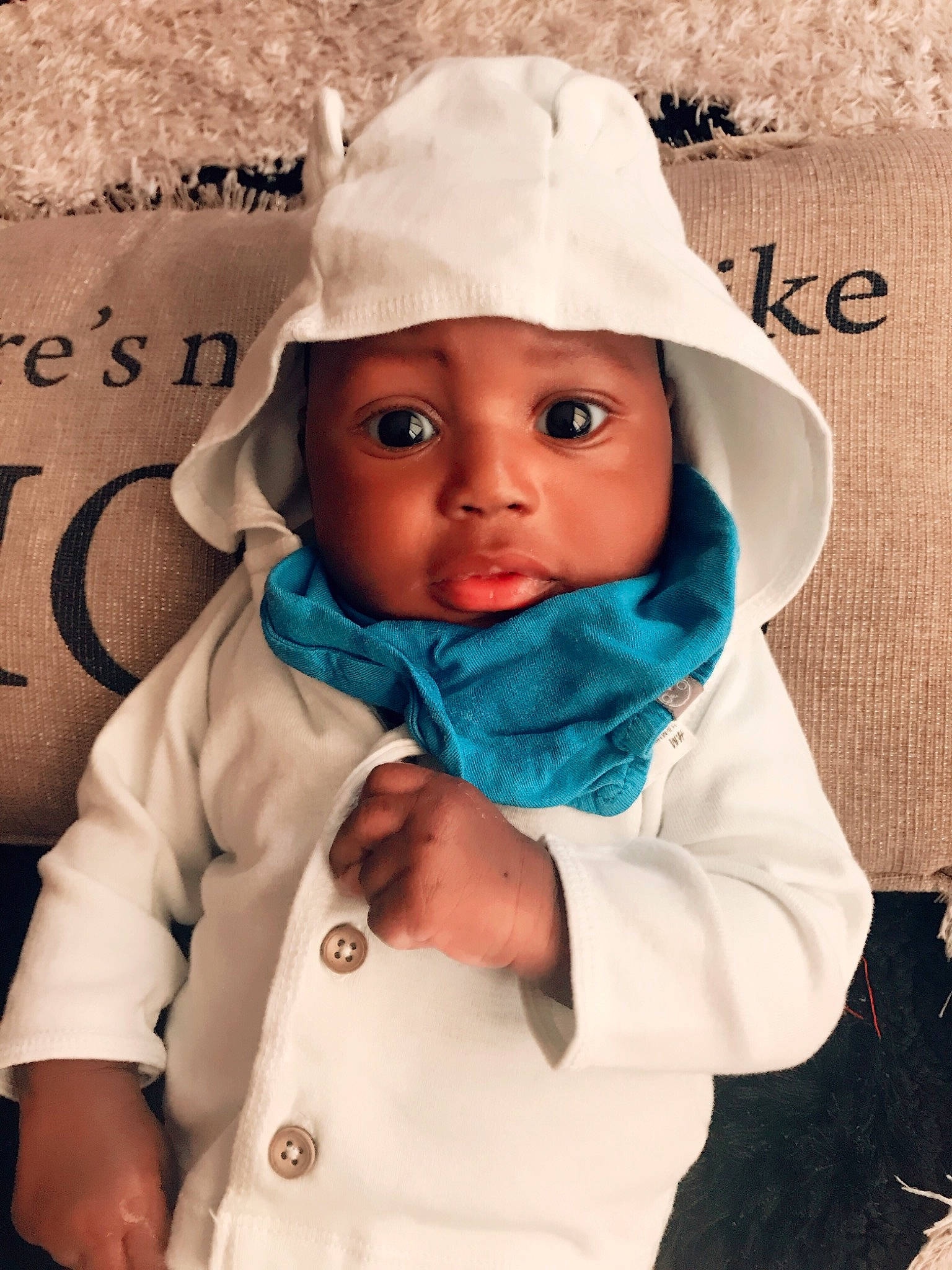 Ibrahim joined the competition — help win amazing prizes! boy, child, headgear, headwear, infant, outerwear, person, product, skin, textile, toddler