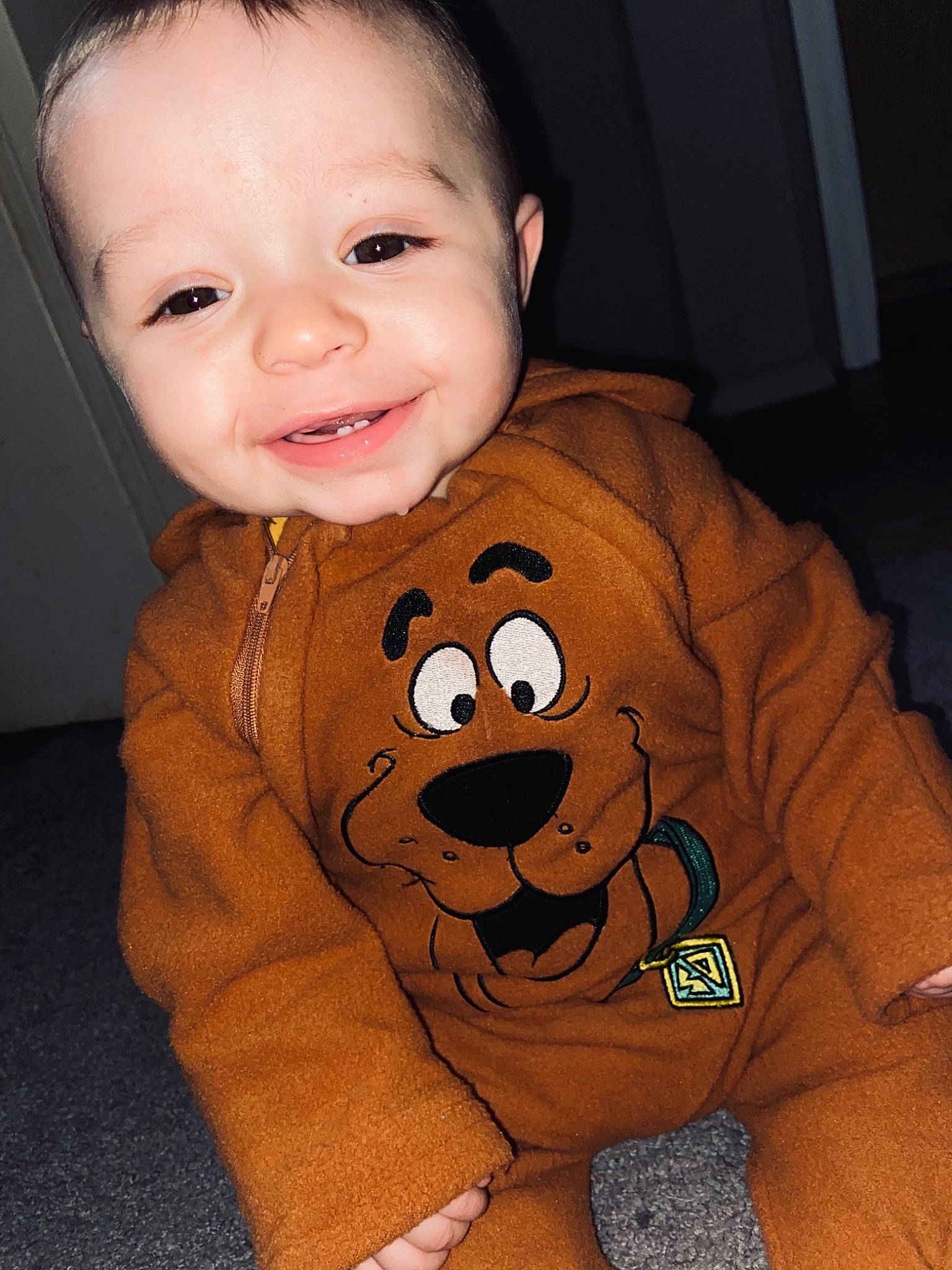 Jaydon joined the competition — help win amazing prizes! baby, baby_toddler_clothing, cheek, child, cool, ear, eyebrow, facial_expression, flash_photography, fur, iris, joy, laugh, long_sleeved_t_shirt, person, pleased, plush, portrait_photography, skin, sleeve