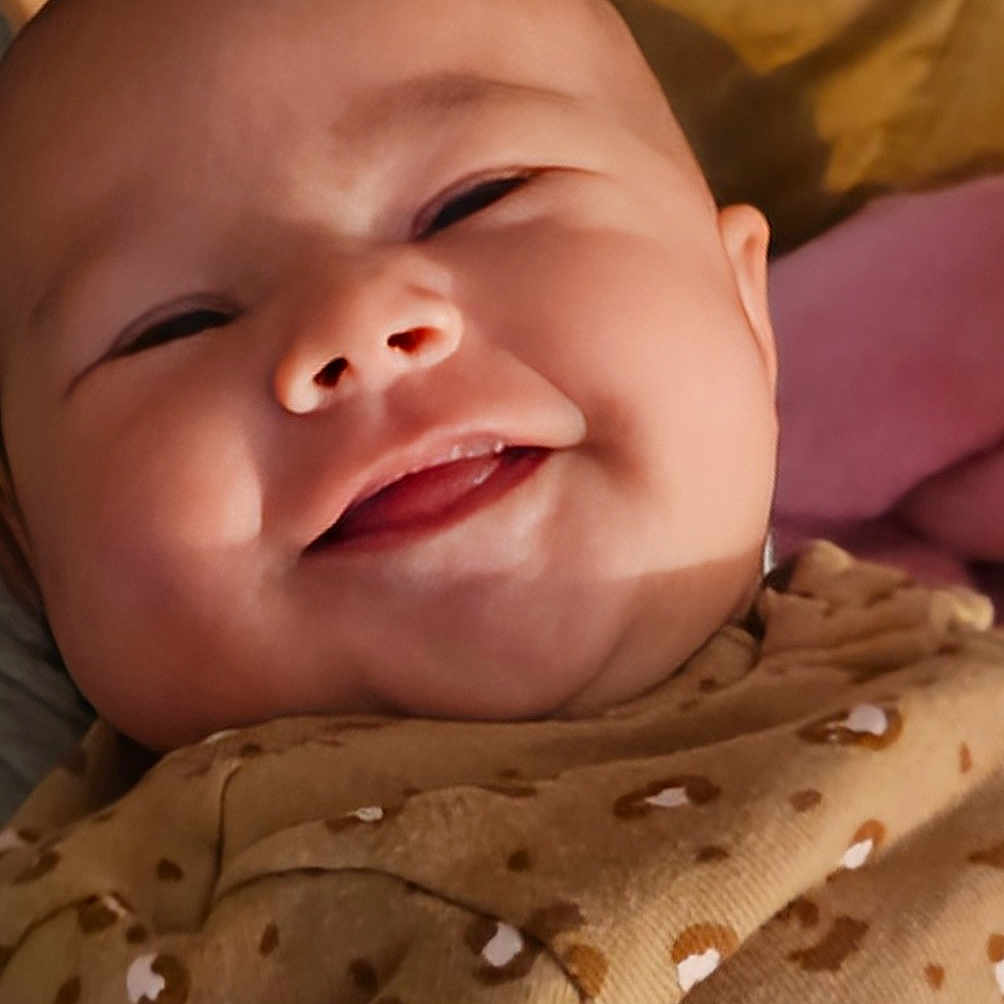 Lilia joined the competition — help win amazing prizes! baby, babylaughing, face, happy, head, laughing, newborn, person, photography, portrait, smile