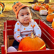 Ezekiel Dan is registered to the contest to win money with this photo: animal, baby, baseballcap, cap, clothing, face, food, footwear, hat, head, horse, person, photography, plant, portrait, produce, pumpkin, shoe, squash, vegetable