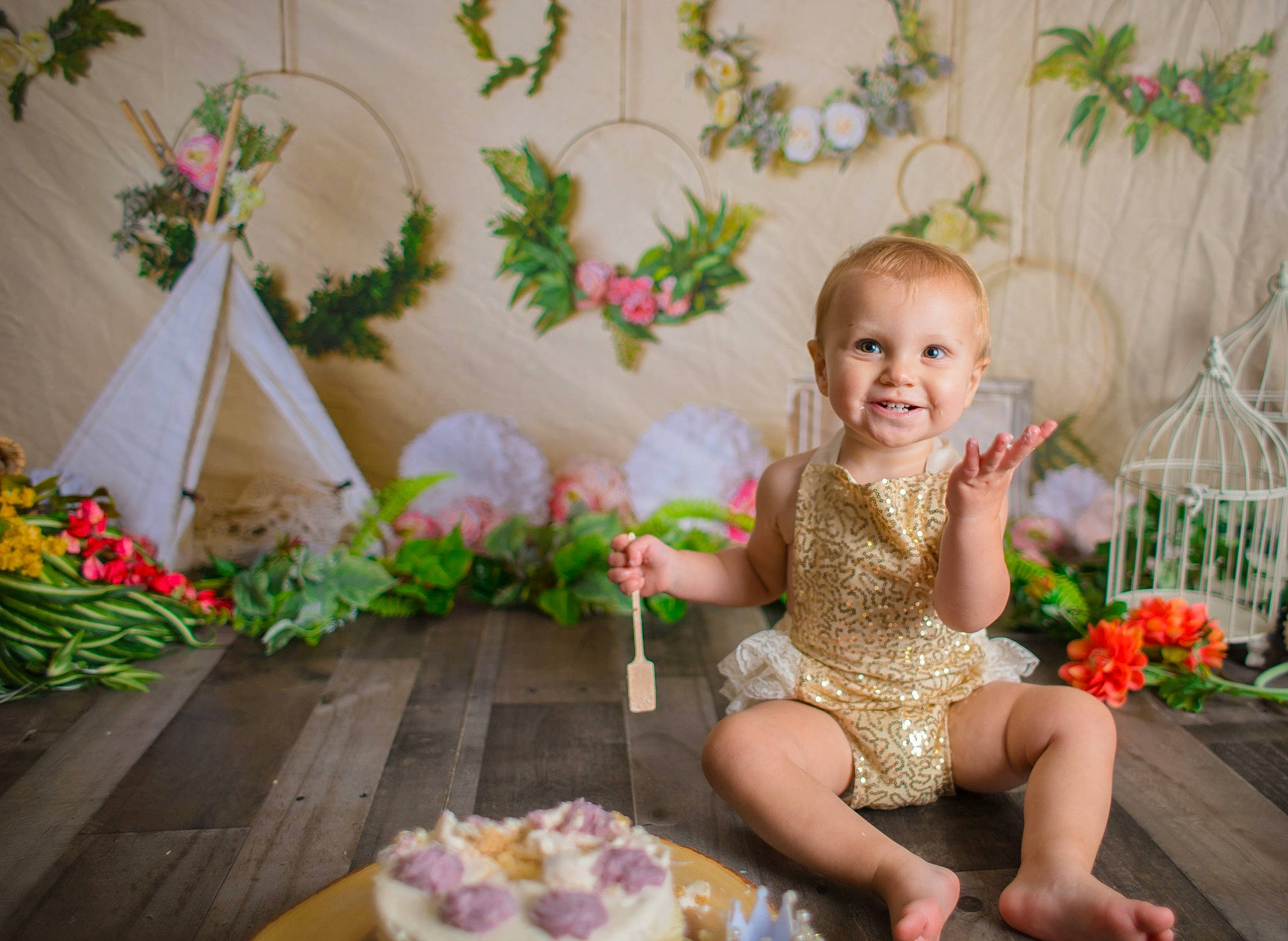 Nora Jean joined the competition — help win amazing prizes! baby, child, dress, floral_design, floristry, flower, happy, joy, person, photography, pink, plant, sitting, toddler, vacation