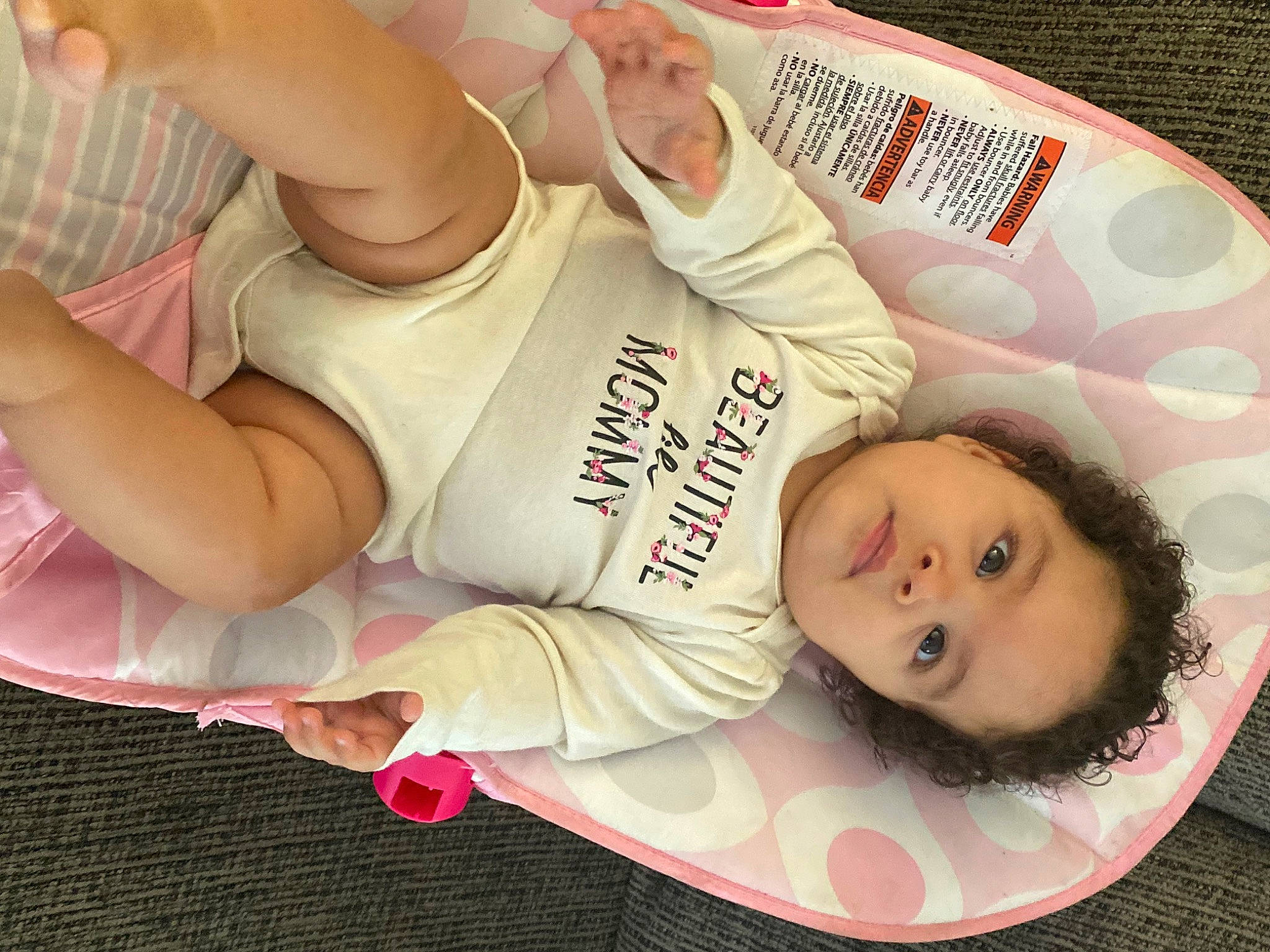 Riley joined the competition — help win amazing prizes! abdomen, arm, baby, baby_products, baby_sleeping, baby_toddler_clothing, cheek, chest, child, comfort, elbow, gesture, happy, human_leg, person, product, skin, textile, thigh, thumb