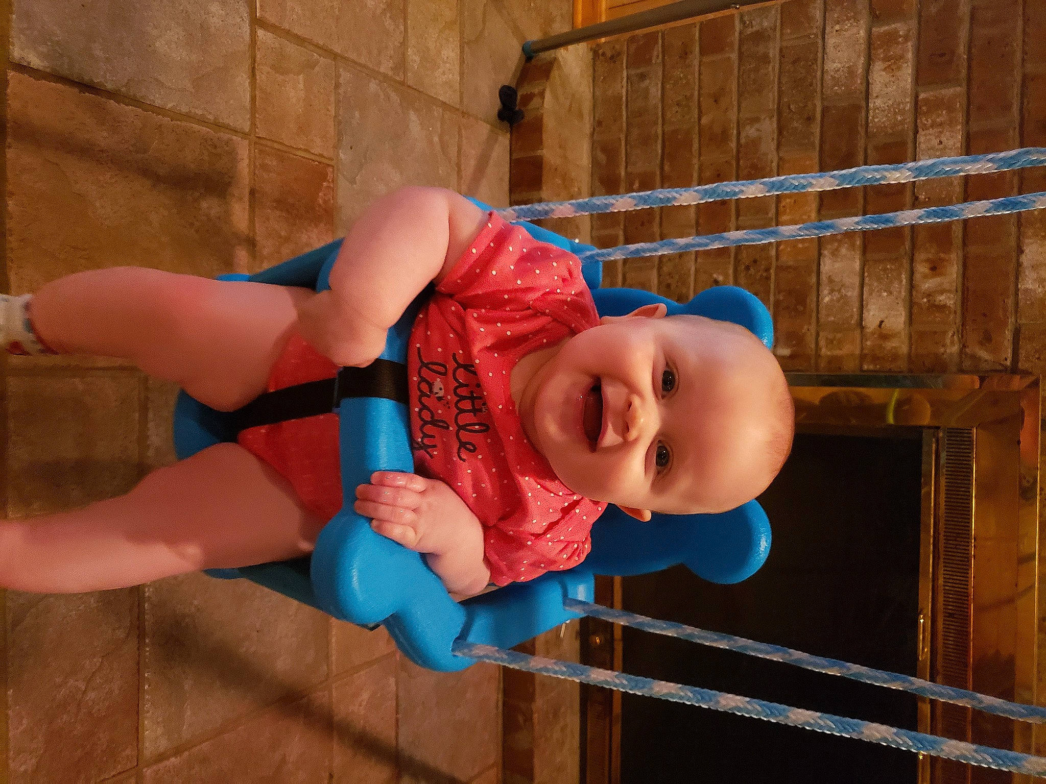 Carlee is registered to the contest to win money with this photo: baby, baby_products, baby_toddler_clothing, child, elbow, electric_blue, eye, face, foot, fun, happy, hat, human_leg, joy, leisure, orange, person, smile, thigh, toddler