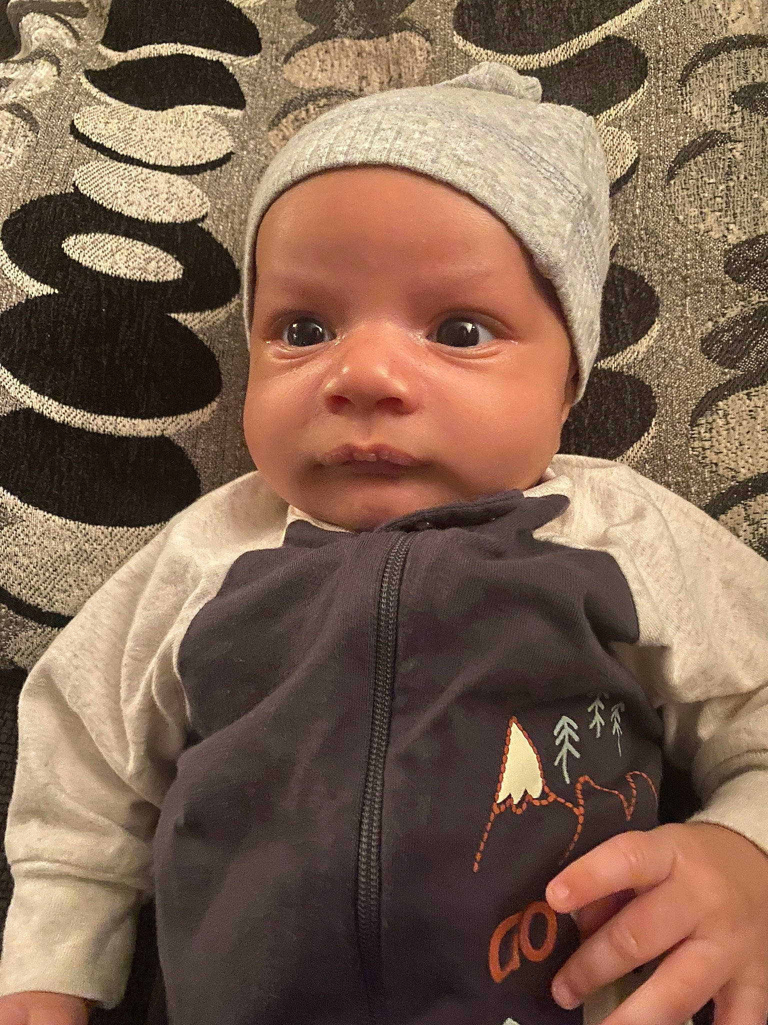 Keylan joined the competition — help win amazing prizes! baby, baby_toddler_clothing, beanie, cap, cheek, child, eye, fashion_accessory, fun, grass, happy, headwear, knit_cap, people_in_nature, person, portrait_photography, skin, sleeve, smile, toddler