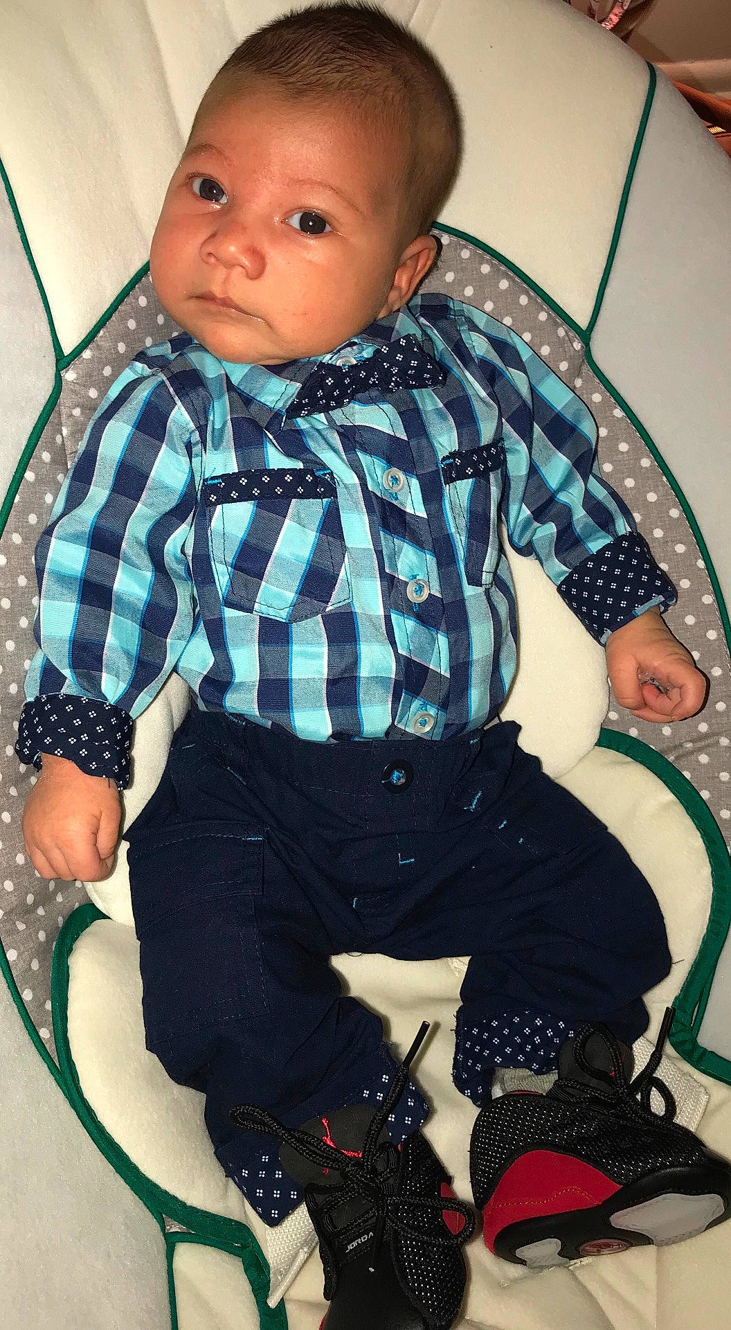 Luis Daniel is registered to the contest to win money with this photo: boy, child, cool, fun, girl, headgear, infant, jeans, outerwear, pattern, person, product, sitting, skin, smile, textile, toddler