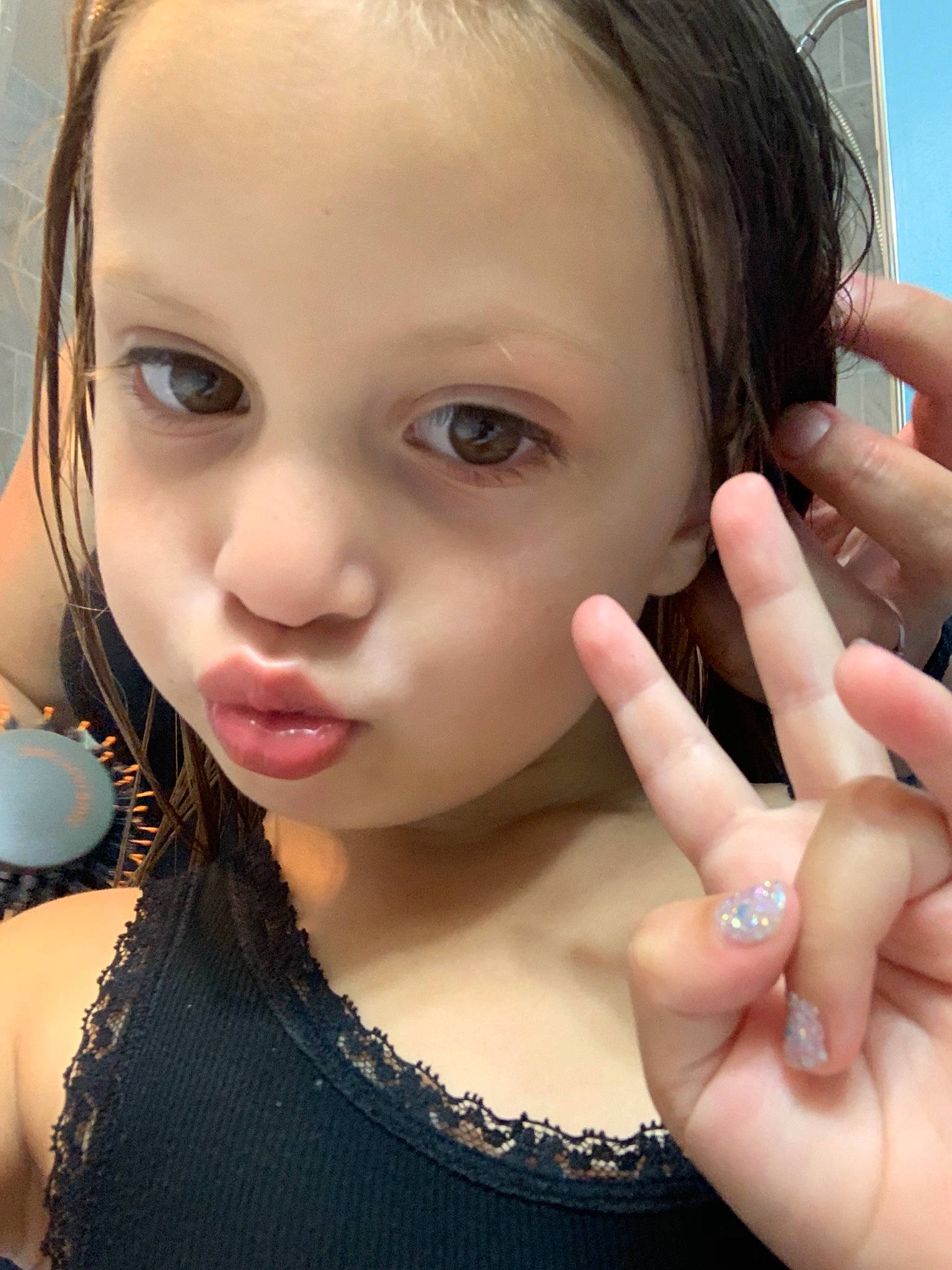 Tess joined the competition — help win amazing prizes! beauty, cheek, child, chin, ear, eye, eyebrow, eyelash, face, finger, forehead, gesture, hair, hand, head, lip, nail, nose, person, skin