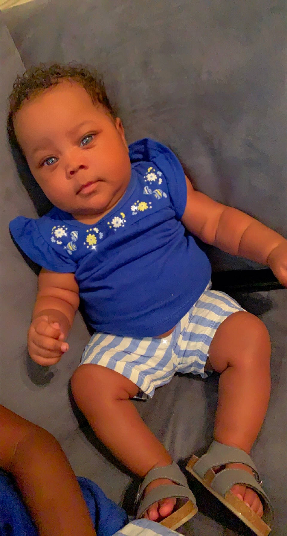 Ariyah joined the competition — help win amazing prizes! baby_toddler_clothing, comfort, elbow, electric_blue, eye, face, fun, gesture, happy, head, joint, leg, mouth, muscle, neck, person, skin, thigh, thumb, toddler
