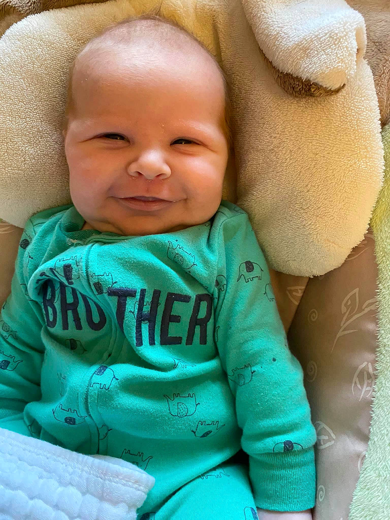 Noah joined the competition — help win amazing prizes! baby, baby_toddler_clothing, cheek, child, comfort, electric_blue, grass, green, happy, iris, linens, nose, outerwear, person, skin, sleeve, smile, t_shirt, textile, toddler