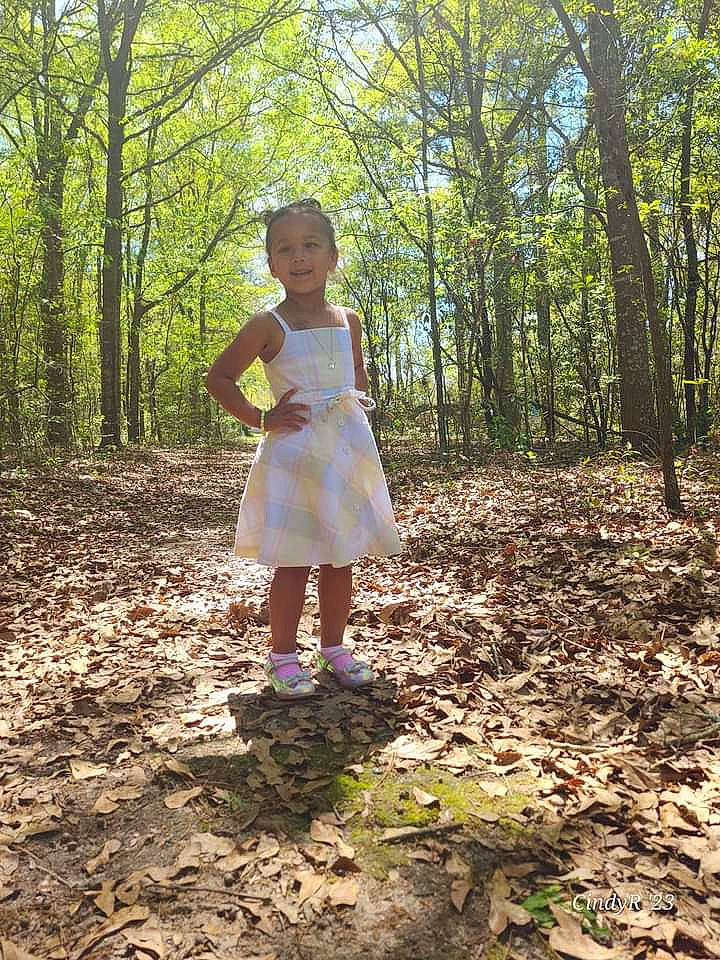 Zy'Bria joined the competition — help win amazing prizes! child, fawn, forest, fun, grass, happy, hat, joy, landscape, leisure, natural_landscape, people_in_nature, person, plant, soil, standing, sun_hat, toddler, tree, trunk