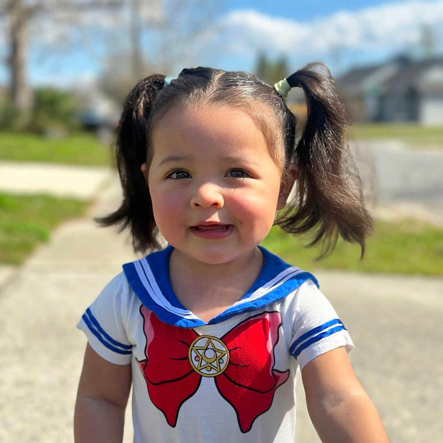 Willow joined the competition — help win amazing prizes! ball, child, city, clothing, face, female, football, girl, grass, head, person, photography, plant, portrait, road, soccer, soccerball, sport, street, t_shirt