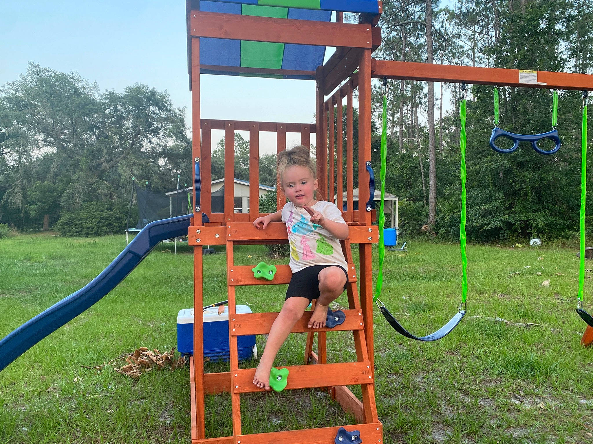 Analeigh joined the competition — help win amazing prizes! active_shorts, calf, child, chute, city, fun, grass, leisure, outdoor_play_equipment, outdoor_recreation, person, plant, play, playground, playing_sports, recreation, shorts, sky, t_shirt, toddler